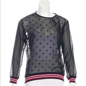 Sandro Paris Semi Sheer Polka Dot Blouse